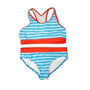 Kids Swim Striped Bikini Set - Blue and Red